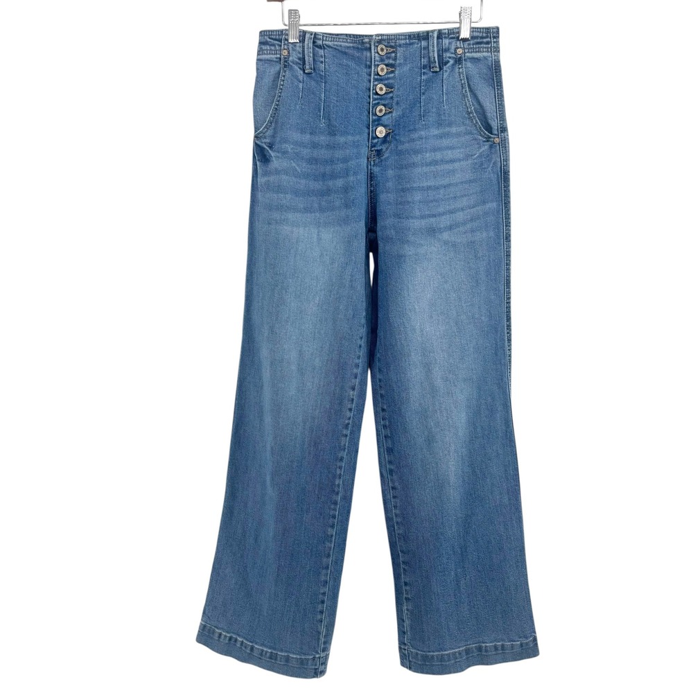 KanCan Modern Edge High Rise Wide Leg Button Fly Jeans KC7190M Medium Wash 7/27